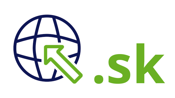 Internet landcode Slowakije .sk - donkerblauwe open wereldbol - groene pijl - groene internetextensie op transparante achtergrond - 600 * 337 pixels 